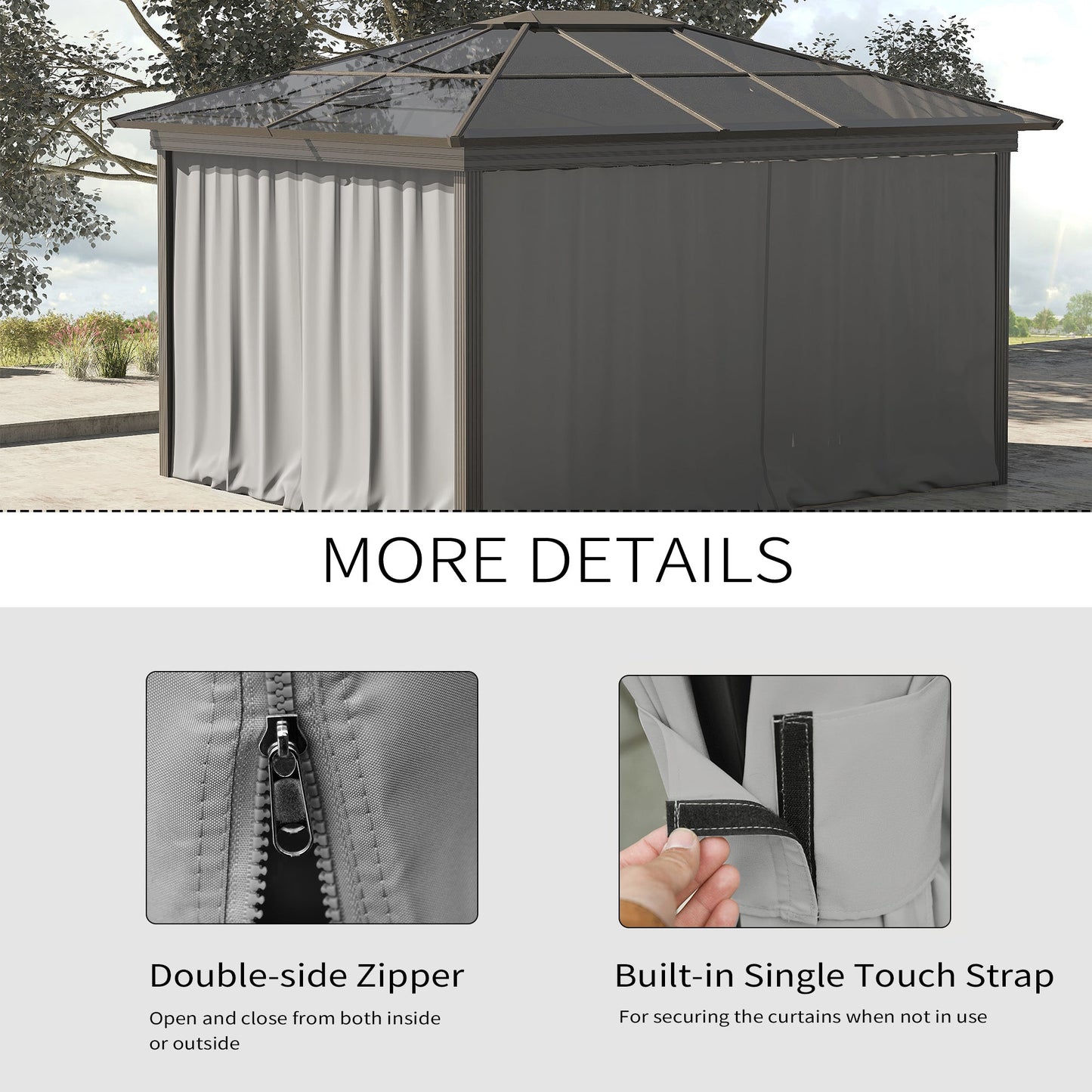 Outsunny Set of Four 3 x 3m Gazebo Replacement Walls - Light Grey