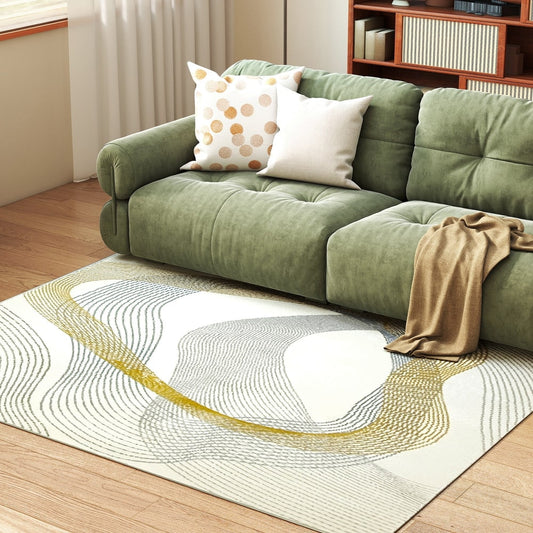 HOMCOM Modern Area Rug, Machine Washable Rug, Allergy-Friendly Floor Carpet for Living Room, Bedroom, Dining Room, Home Office, 170 x 120 cm, Cream White