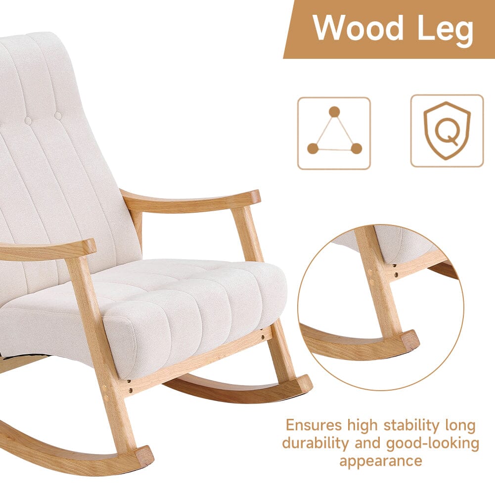 Solid Wood Rocking Chair with Velvet Upholstered