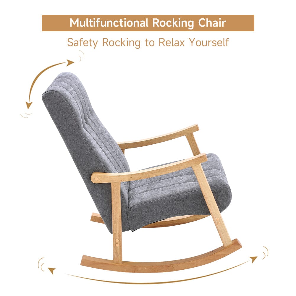 Solid Wood Rocking Chair with Velvet Upholstered
