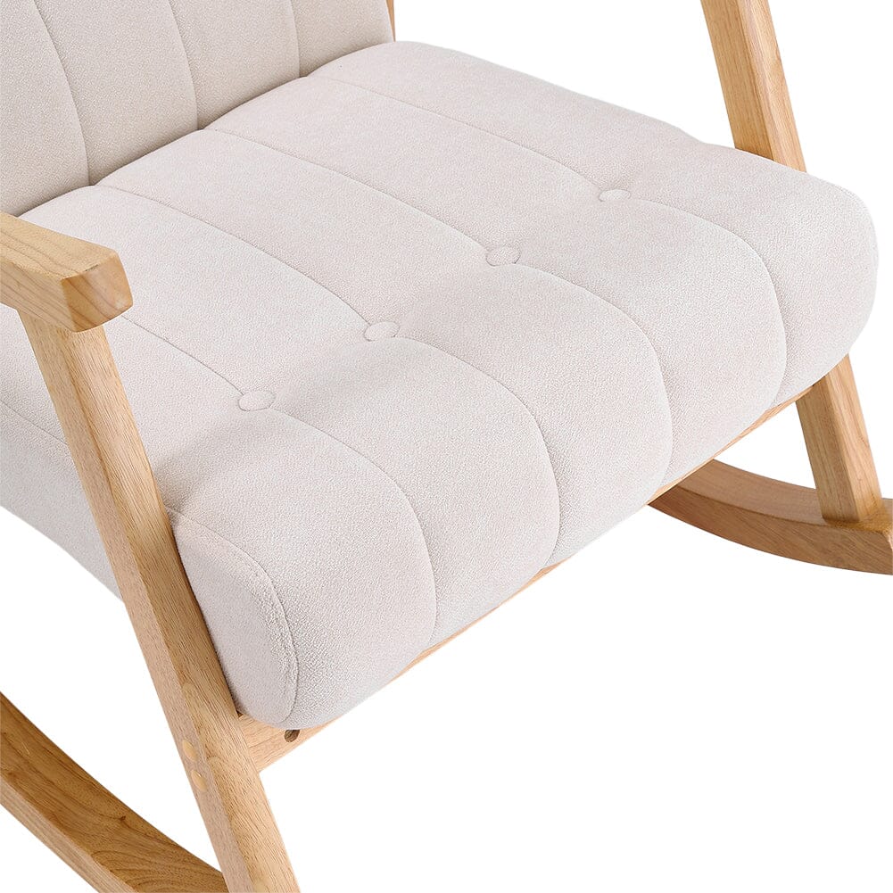 Solid Wood Rocking Chair with Velvet Upholstered