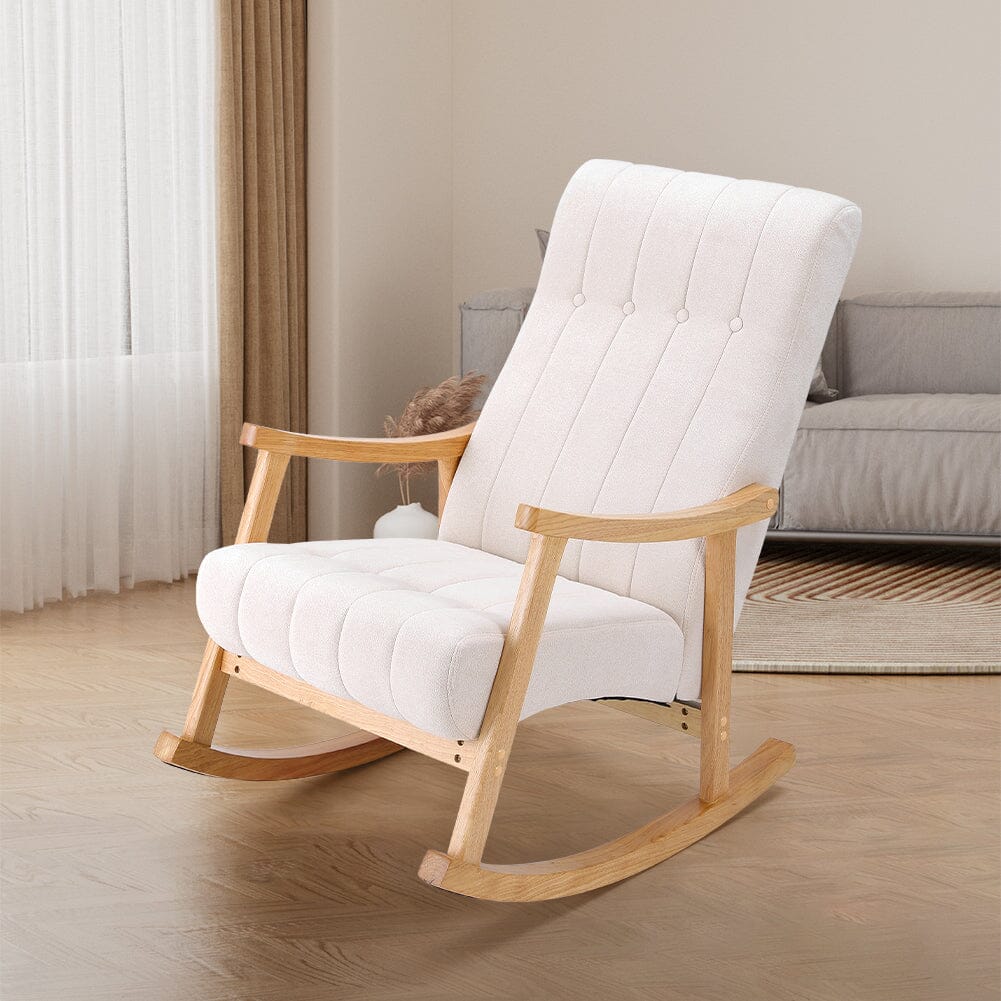 Solid Wood Rocking Chair with Velvet Upholstered