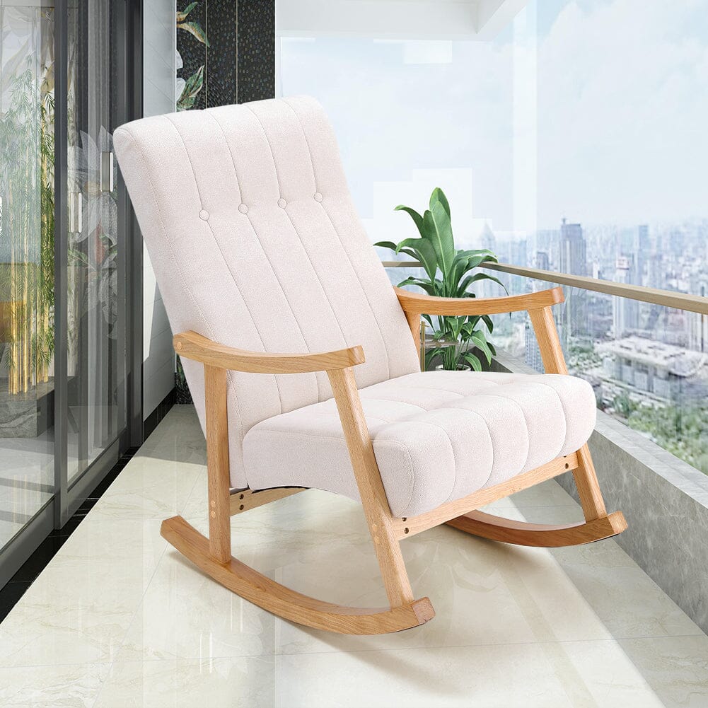 Solid Wood Rocking Chair with Velvet Upholstered