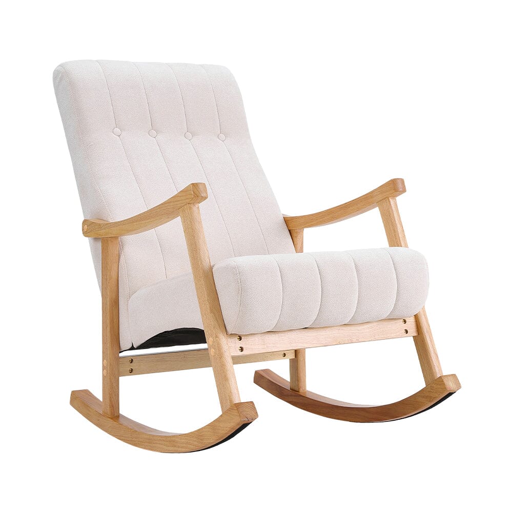 Solid Wood Rocking Chair with Velvet Upholstered