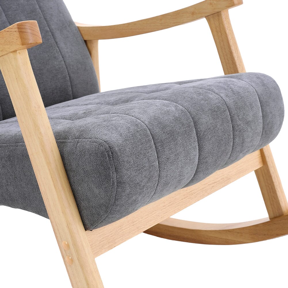 Solid Wood Rocking Chair with Velvet Upholstered