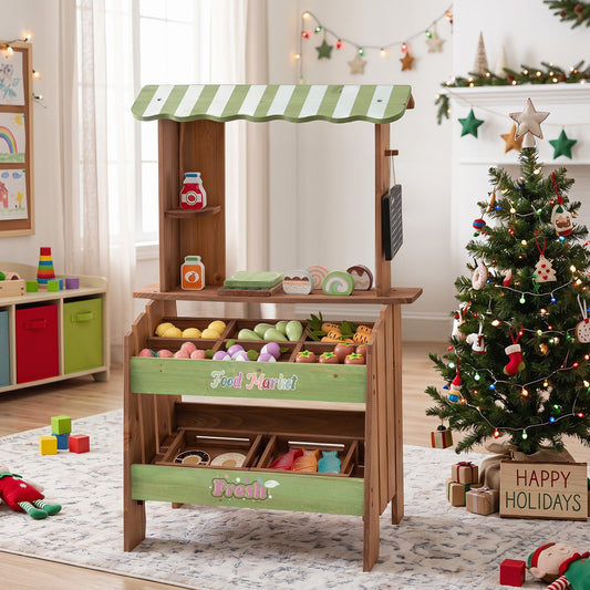 Wooden Kids Grocery Store Playset with Chalkboard