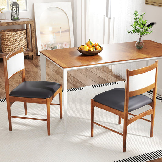 Wooden Dining Chair with Rubber Wood Frame Set of 2-Walnut