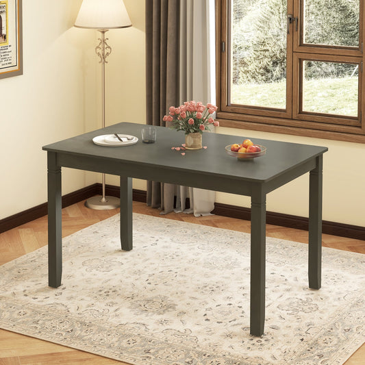 Wooden Rectangular Dining Table with Rubber Wood Legs for 4 People-Grey