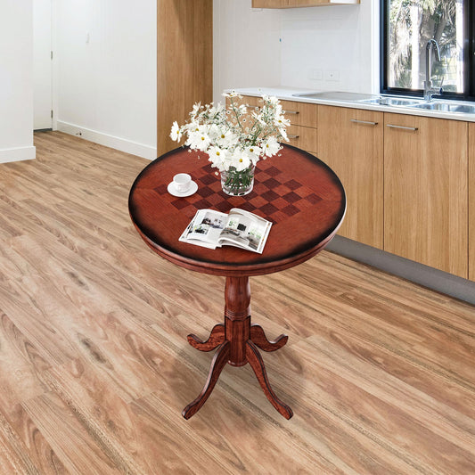 Wooden Pub Pedestal Dining Table with Stable Base and Spacious Tabletop