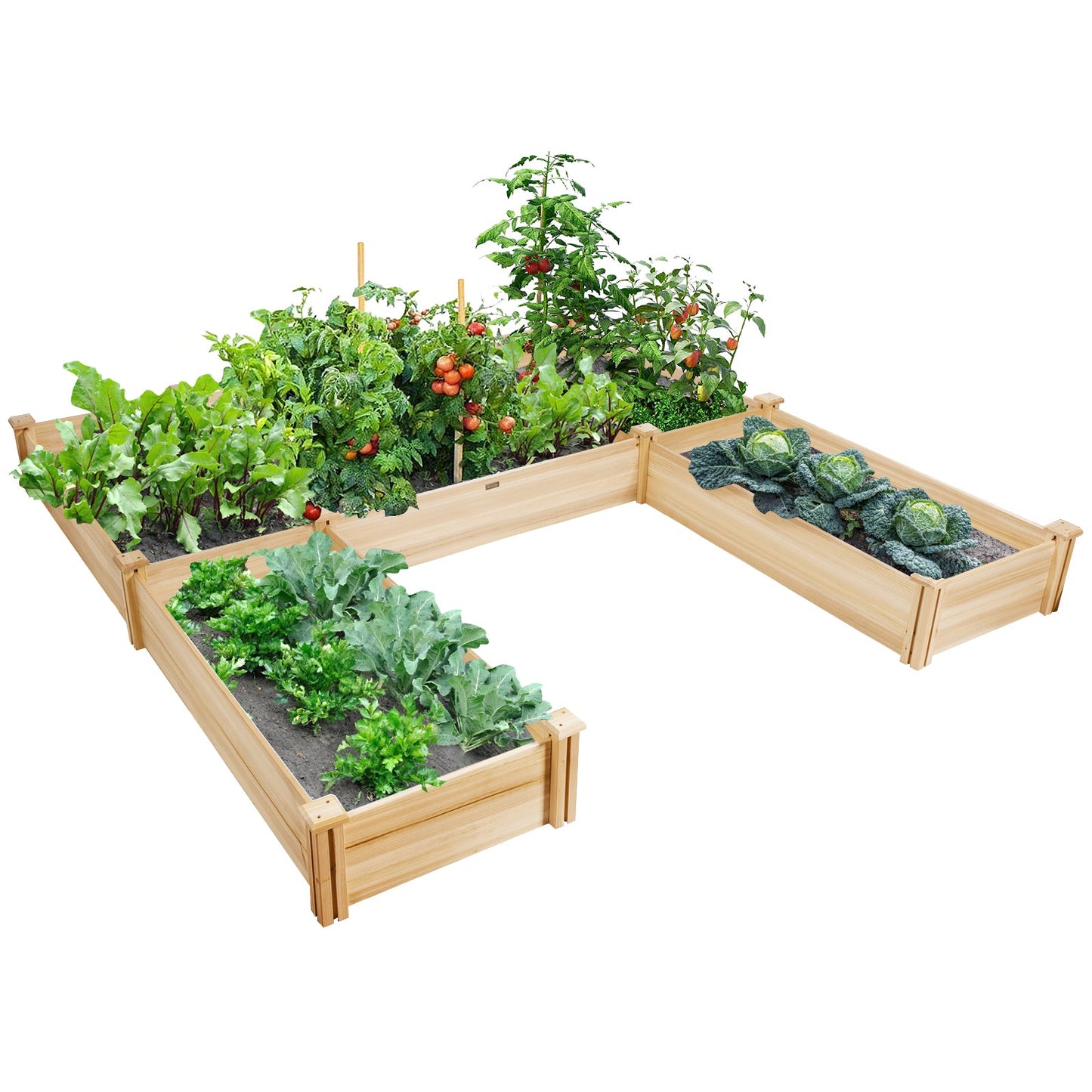 Wooden Raised Flowers Box for Backyard and Patio and Garden-Natural