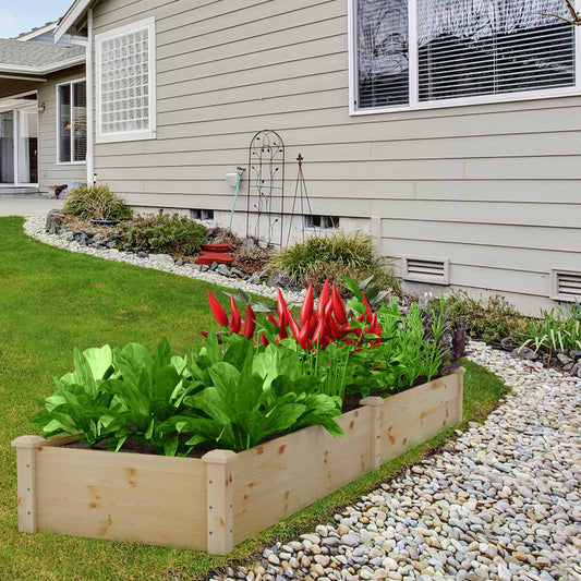 Wooden Raised Garden Bed for Vegetables Flowers Herbs-Natural