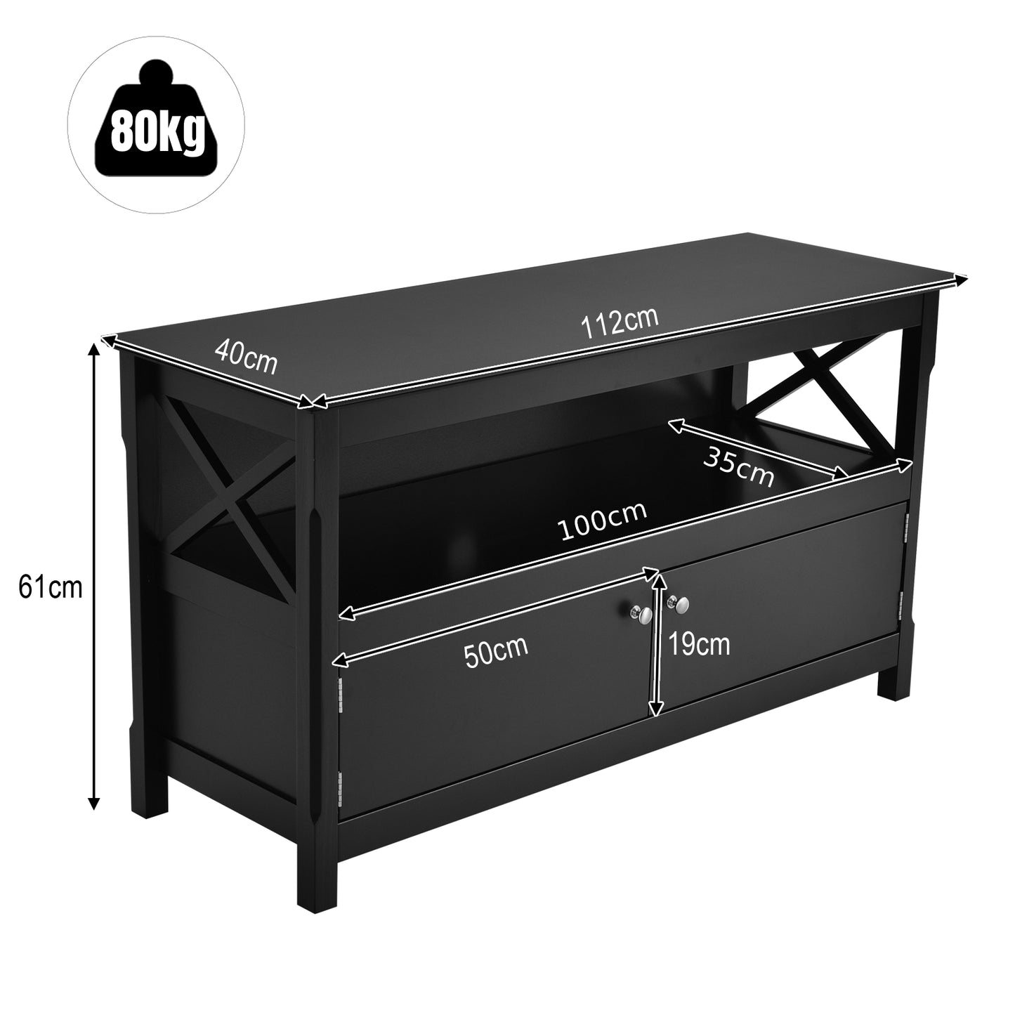 Wooden TV Stand for TVs up to 50 Inches-Black