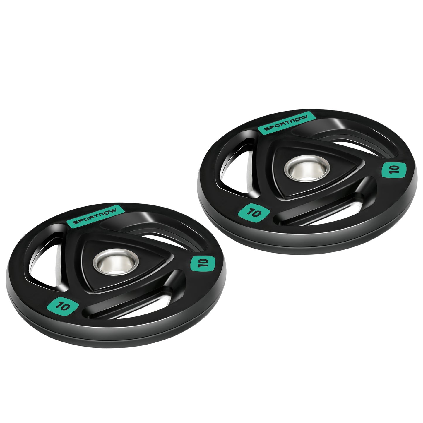 Zestaw sztangi SPORTNOW 2 x 10 kg, powlekane gumą obciążenia Tri-Grip z otworami 2" x 5 cm, do użytku w domu, na siłowni, do podnoszenia ciężarów i treningu siłowego