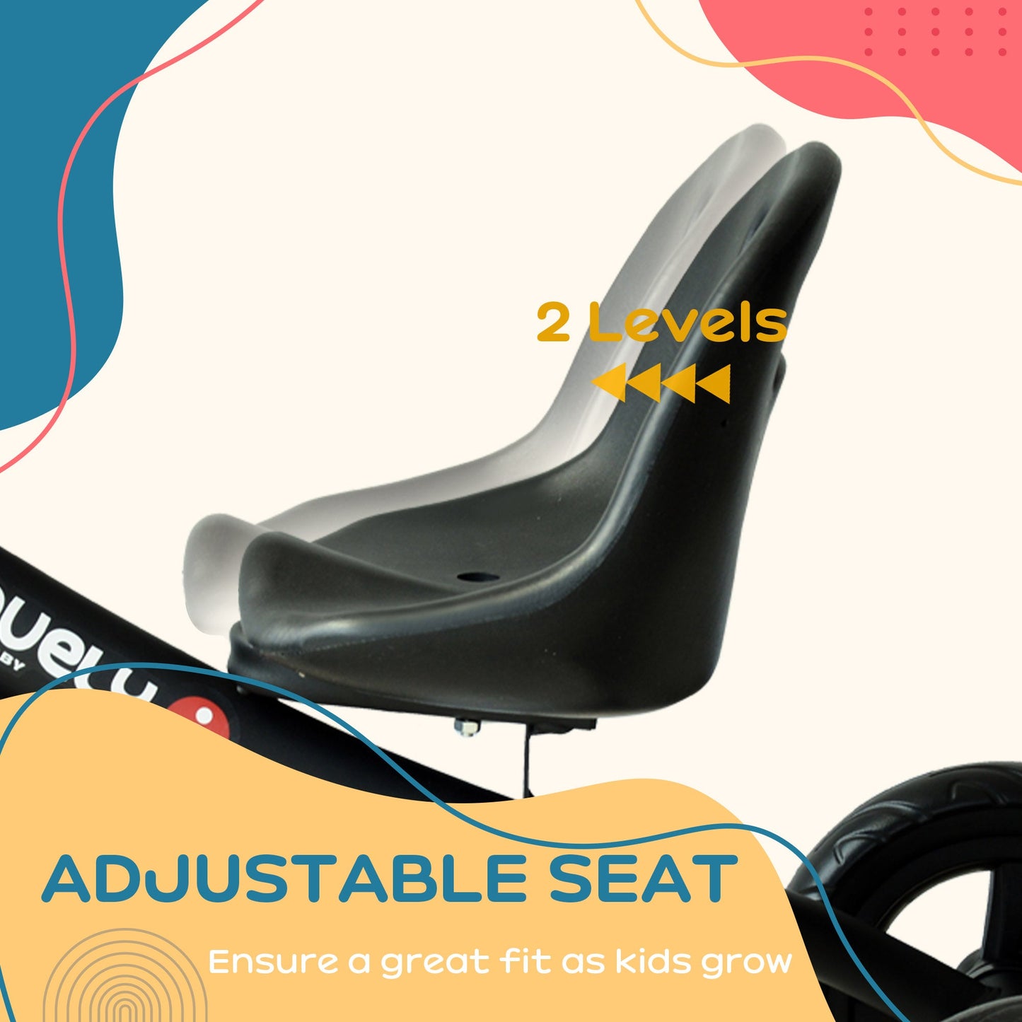 HOMCOM Kids Trike Toddler Tricycle Dziecięcy rower trójkołowy na 3 kółkach dla dzieci w wieku 1,5 - 4 lat, czarny