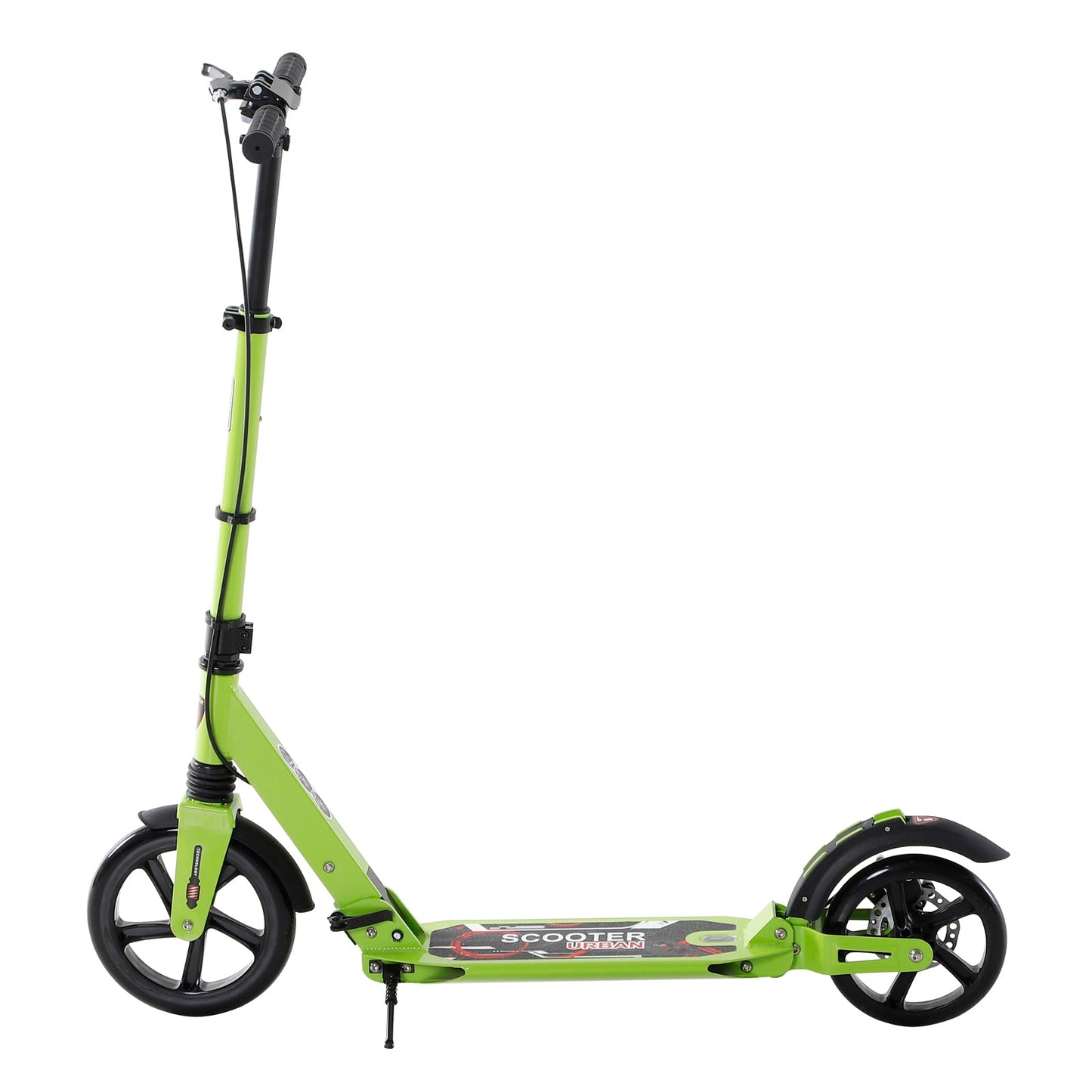 HOMCOM Kick Scooter, Folding 2 Wheel Scooter for 14+ Teens Adults, with Dual Brake System, Dual Suspension, 230mm Big Wheels, 3 Adjustable Handlebar, up to 100KG, Green