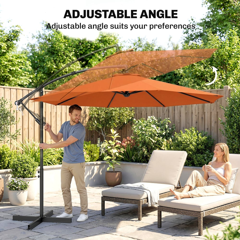 Outsunny 3 m Cantilever Parasol with Cross Base in Orange, image 5