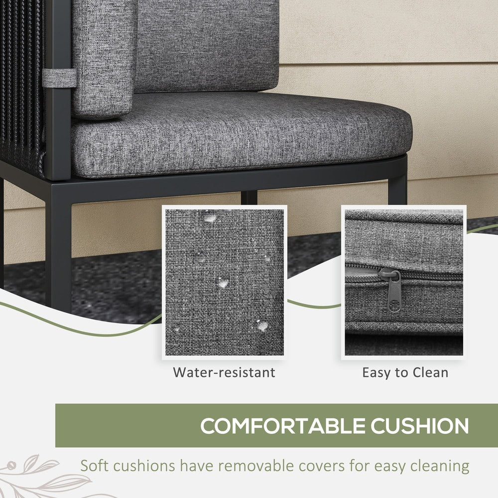 Outsunny 4-Seater Rattan Cube Garden Furniture Set with Cushions in Charcoal Grey, image 5