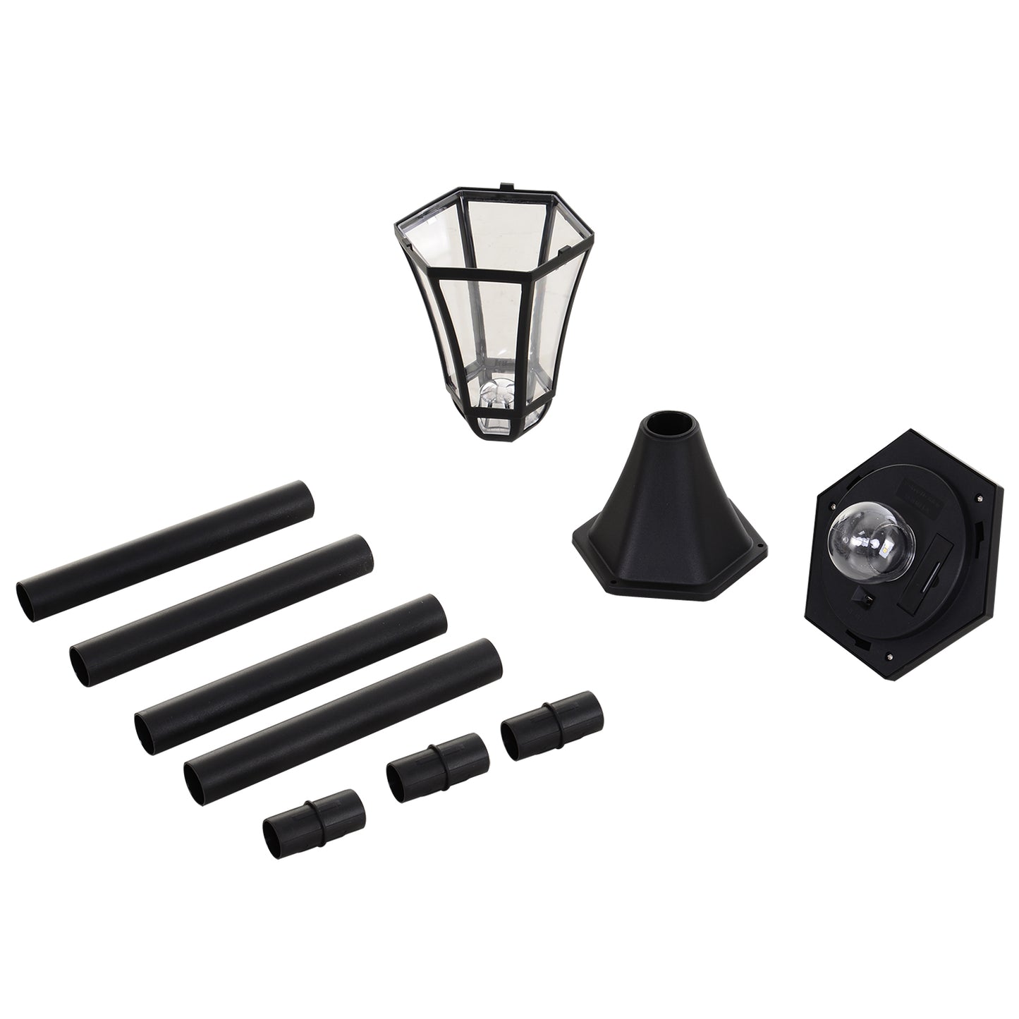 Outsunny 2 szt. 1,3 m Lampa ogrodowa solarna LED zasilana energią słoneczną Latarnia na patio, ścieżka, chodnik, wodoodporna, automatyczny przełącznik, 6 godzin, czarna