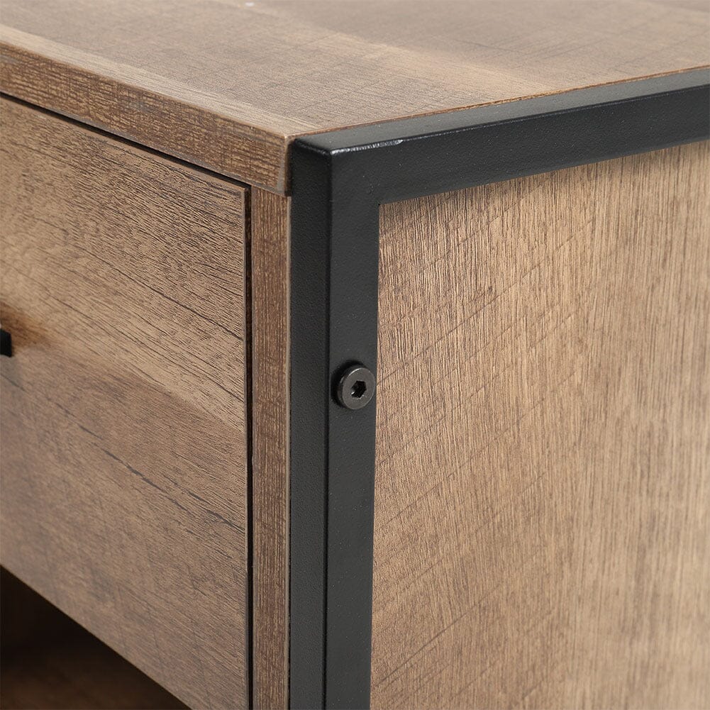Storage Bedside Table 2 Shelves End Table Industrial Nightstand