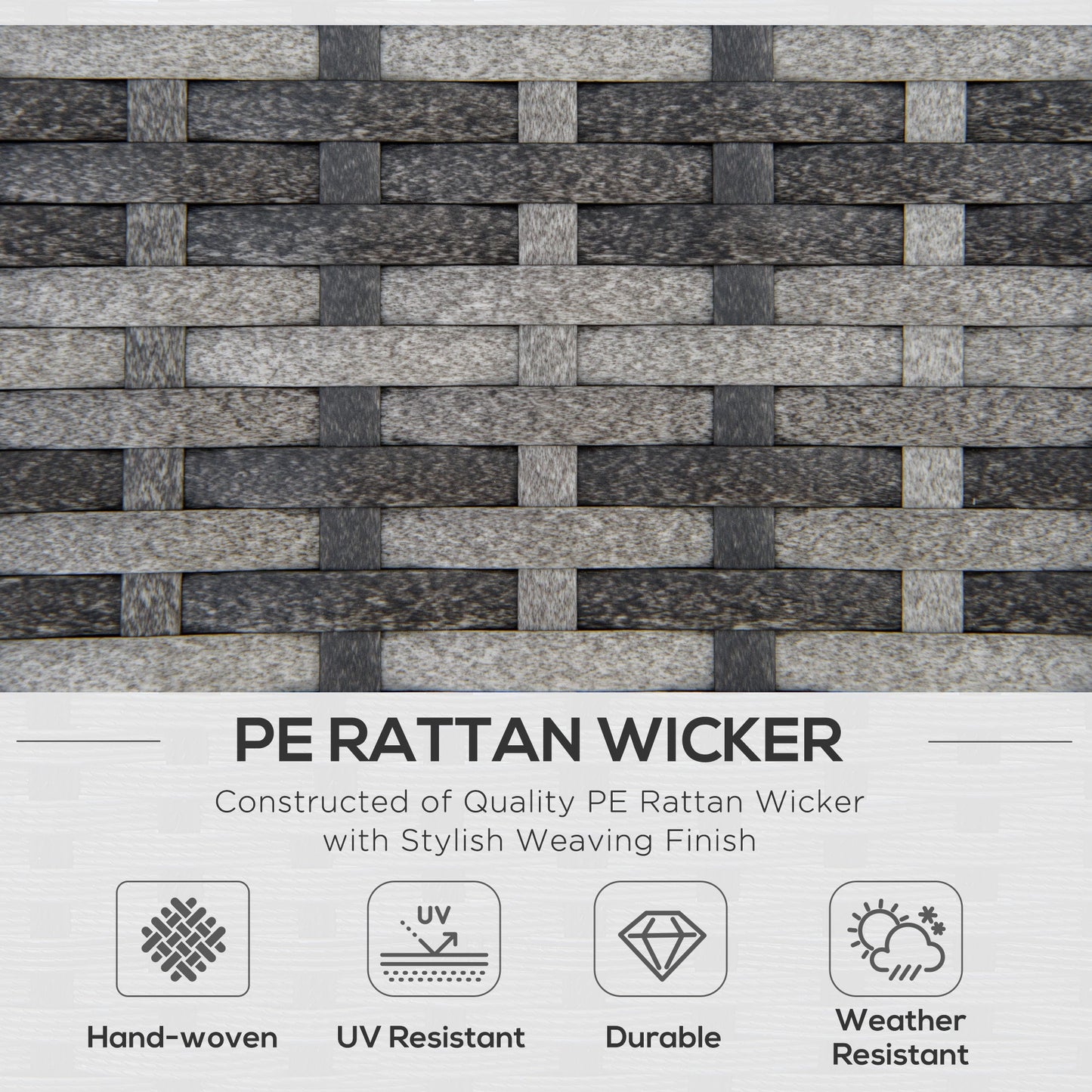 Outsunny 6PC Rattan Narożny Zestaw Sofa Wiklina 4 Miejsca Ogród Schowek Stolik Kawowy Konwersacja Ottoman Meble Zewnętrzne Tkane z Poduszką Szary