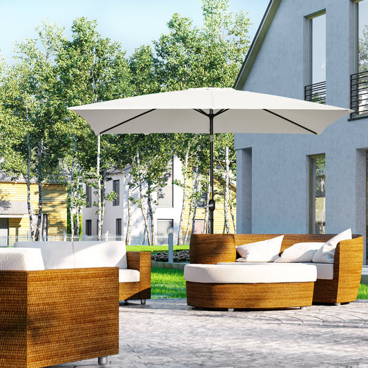 Outsunny Garden Parasol Umbrella with Aluminium Pole in Cream White, image 2