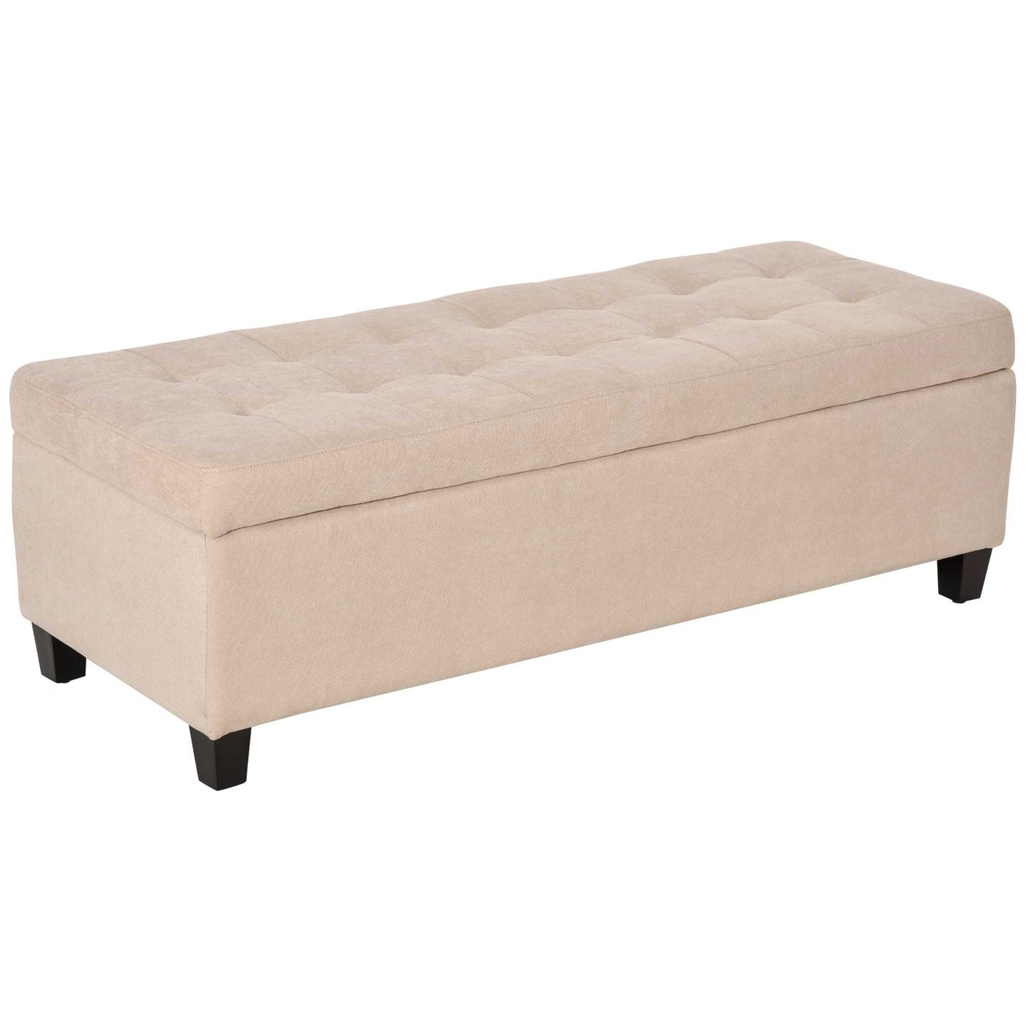 HOMCOM Pufa do przechowywania pościeli, ławka na końcu łóżka, wyściełane siedzisko z pikowanym wzorem, zawiasowa pokrywa i drewniana rama 125L x 49W x 41,5H cm beżowy