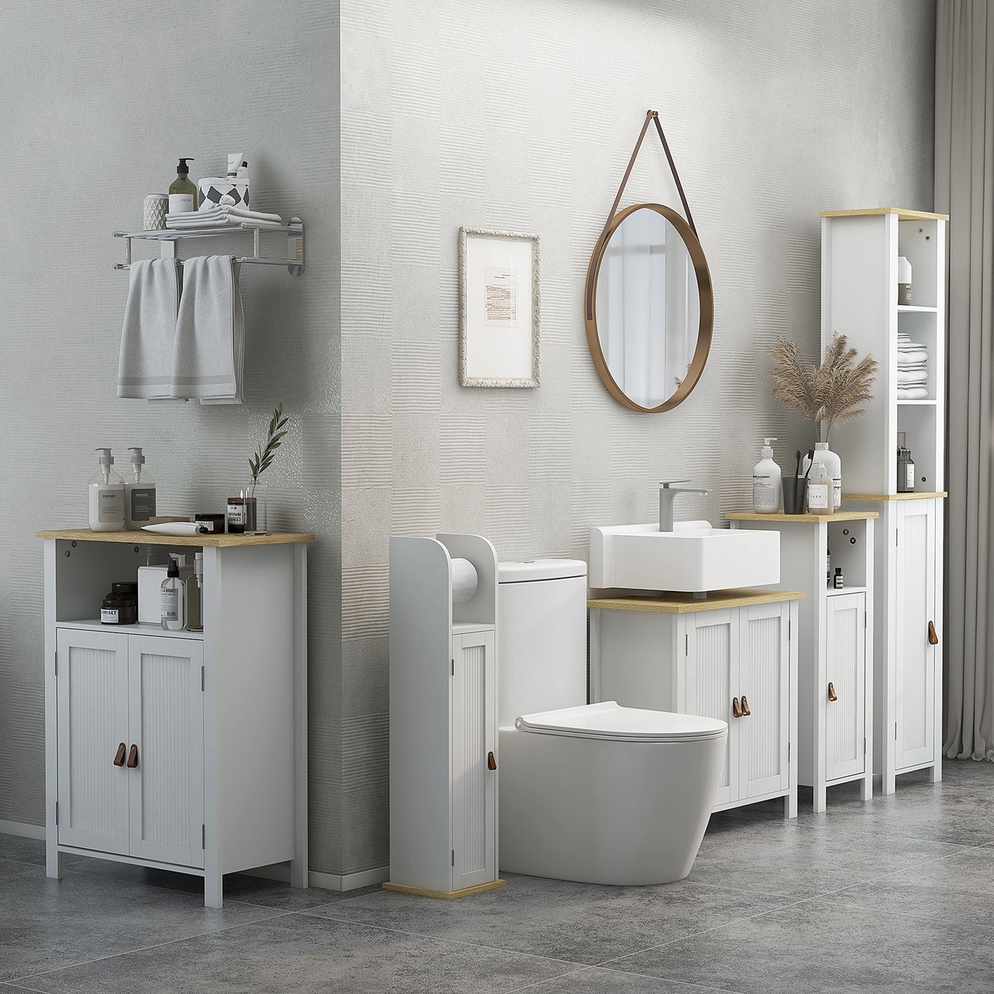 kleankin Slim Bathroom Storage Cabinet - White