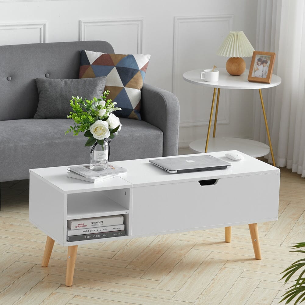 Modern Wooden Lift Top Coffee Table with Storage Living Room