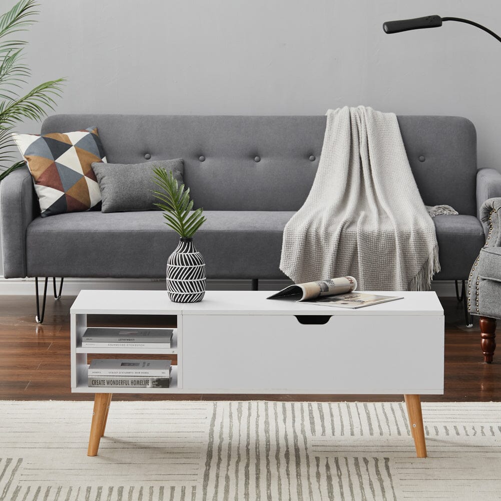 Modern Wooden Lift Top Coffee Table with Storage Living Room