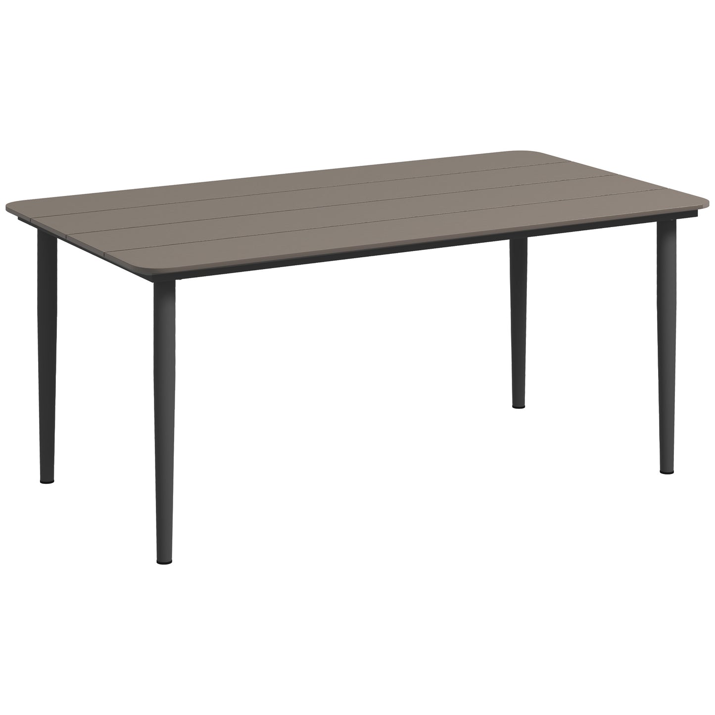 Stół ogrodowy Outsunny, stół jadalny na zewnątrz dla 6 osób, 160 x 90 x 74 cm, z odporną na rdzę metalową ramą, blatem WPC, na balkon, taras, ciemnoszary