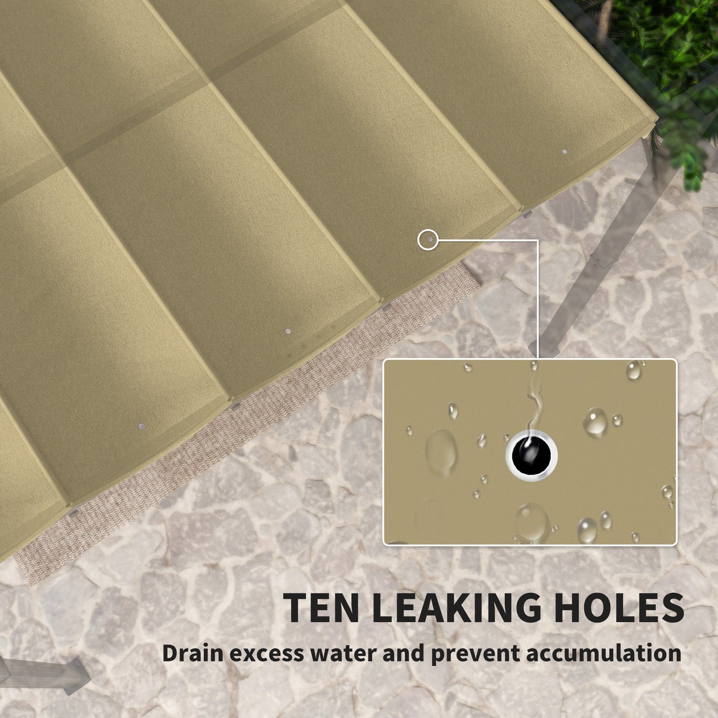 Outsunny Retractable Pergola Cover, 3.5 x 2.6 m Replacement Canopy Fabric for 4 x 3 m Frame, Roof Top Only, Tan