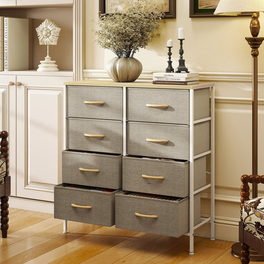 HOMCOM Fabric Chest of Drawers in Maple Wood-effect, image 2