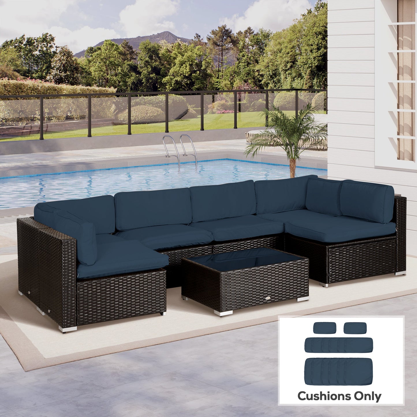 Outsunny Set of 14 Mixed Cushion Covers - Blue
