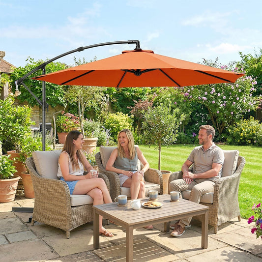 Outsunny 3 m Cantilever Parasol with Cross Base in Orange, image 2