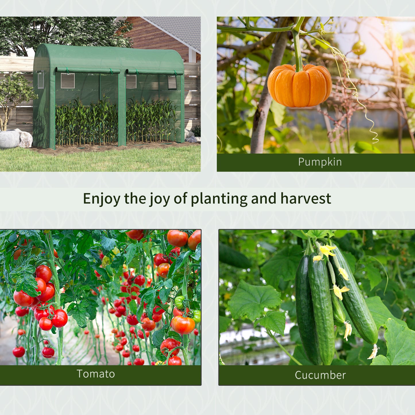 Outsunny Walk-in Greenhouse, Tomato Greenhouse with Double Doors & 4 Windows, Garden Plant Growth Green House with PE Cover, Steel Frame, Green, 3 x 1 x 2 m