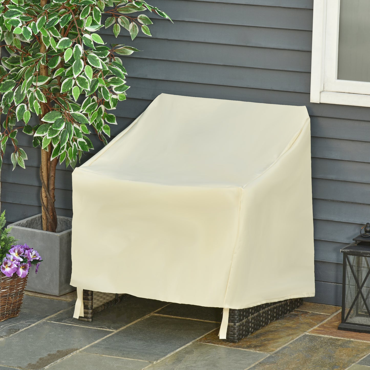 Outsunny 600D Oxford Cloth Pokrowiec na meble Pojedyncze krzesło Ogrodowe Patio Zewnętrzne Ochraniacz Wodoodporny 68x87x44-77cm