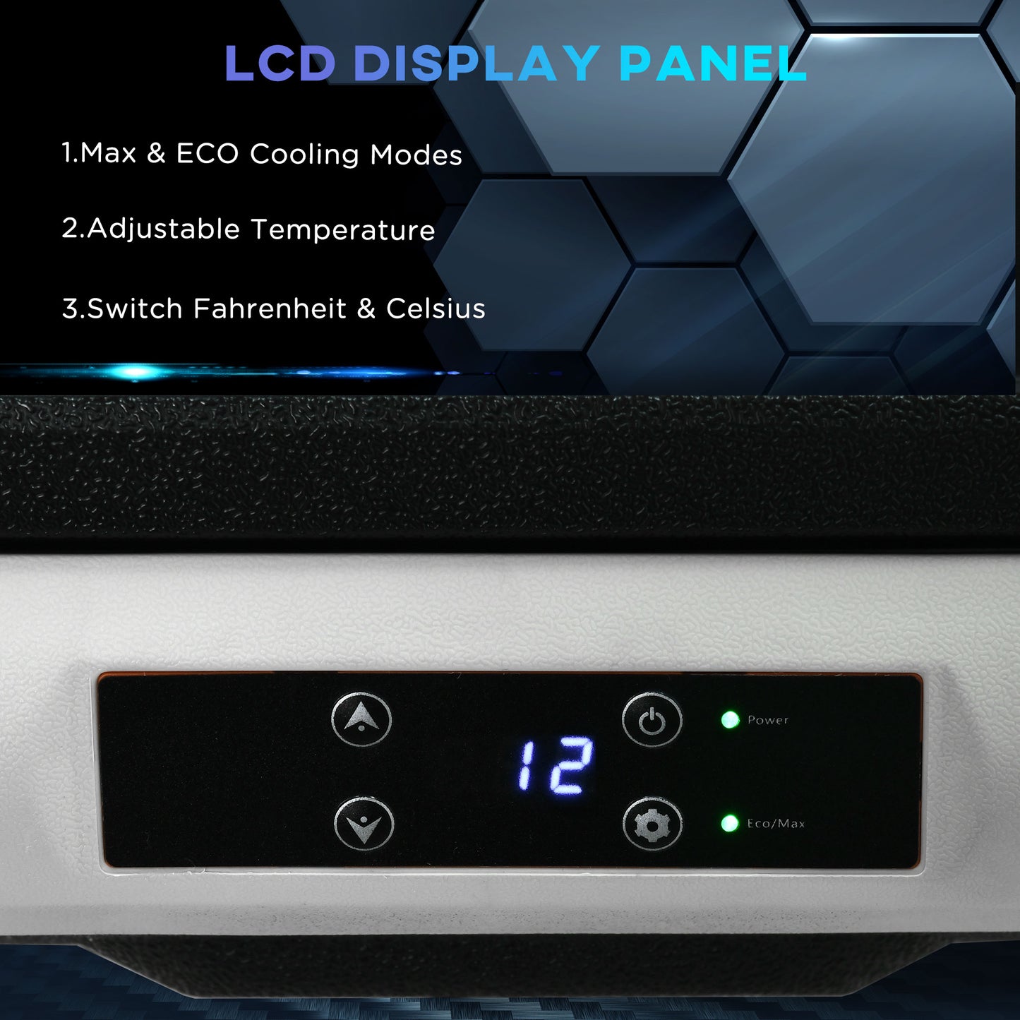 Outsunny 40L Car Refrigerator, Portable Compressor Car Fridge Freezer, Electric Cooler Box with 12/24V DC and 110-240V AC for Camping, Driving, Picnic, Down to -20℃