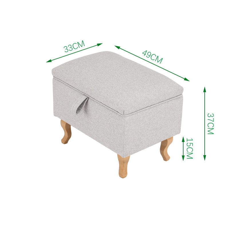 Linen Upholstered Storage Ottoman Footstool