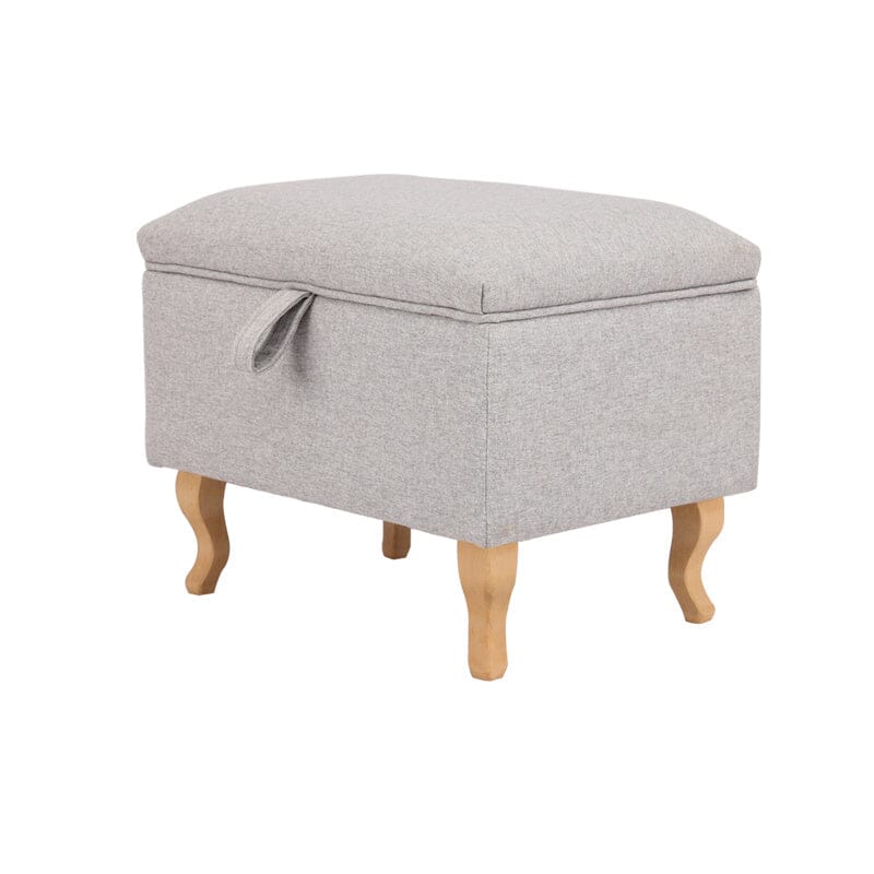 Linen Upholstered Storage Ottoman Footstool