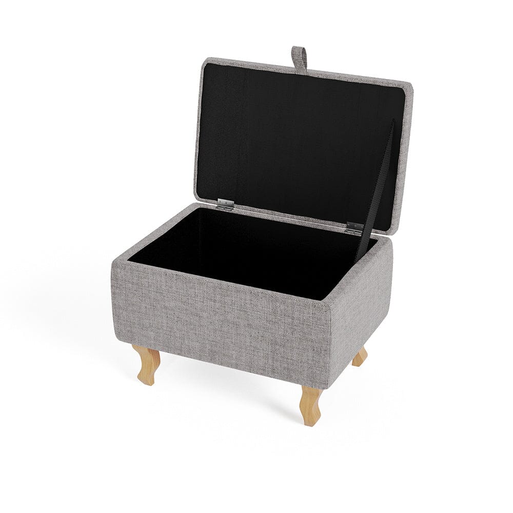 Linen Upholstered Storage Ottoman Footstool