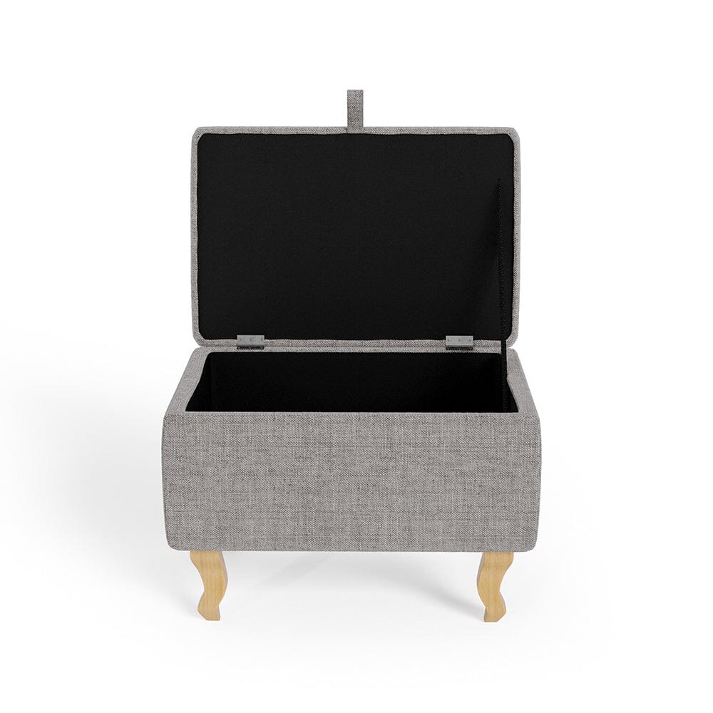 Linen Upholstered Storage Ottoman Footstool