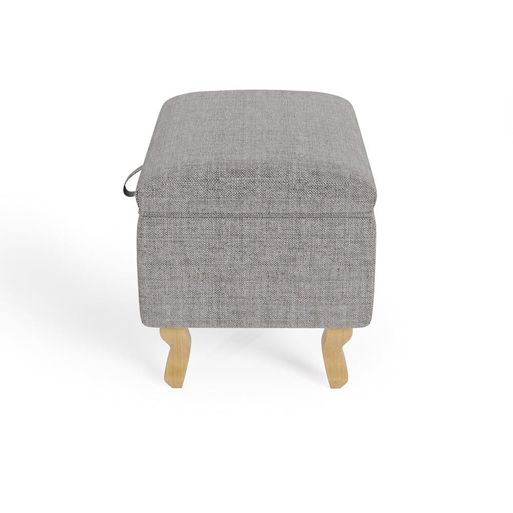 Linen Upholstered Storage Ottoman Footstool
