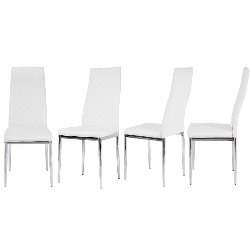 Set of White Electroplated Dining Chairs in PVC