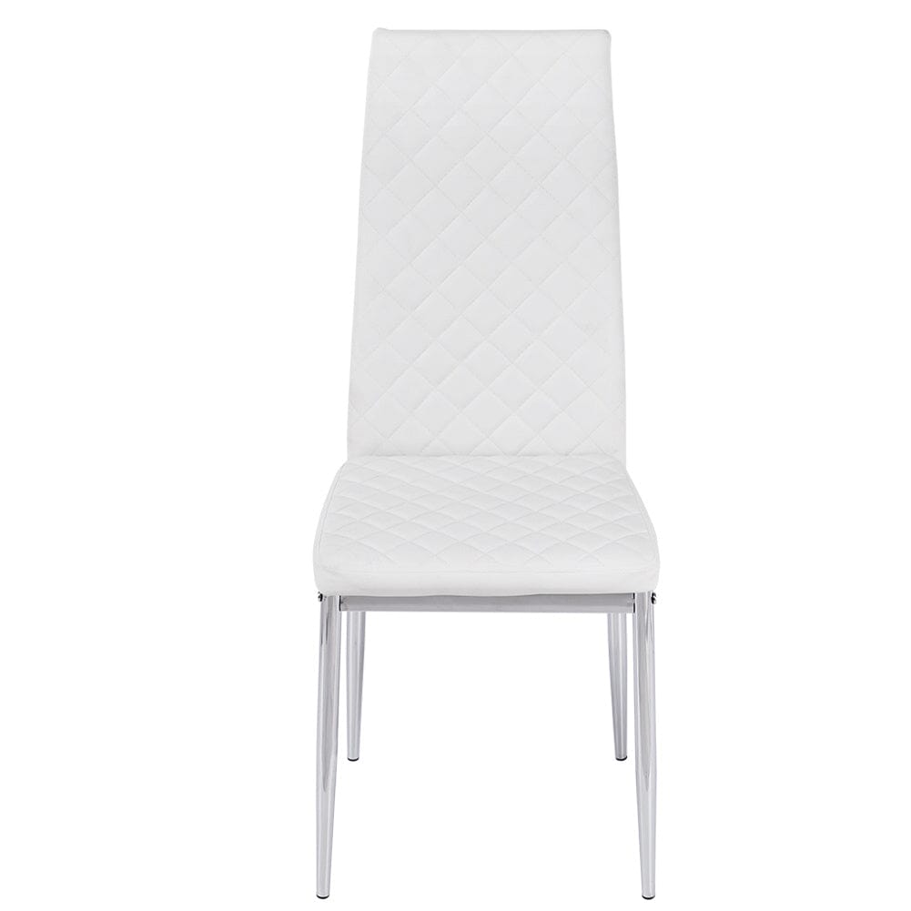 Set of White Electroplated Dining Chairs in PVC