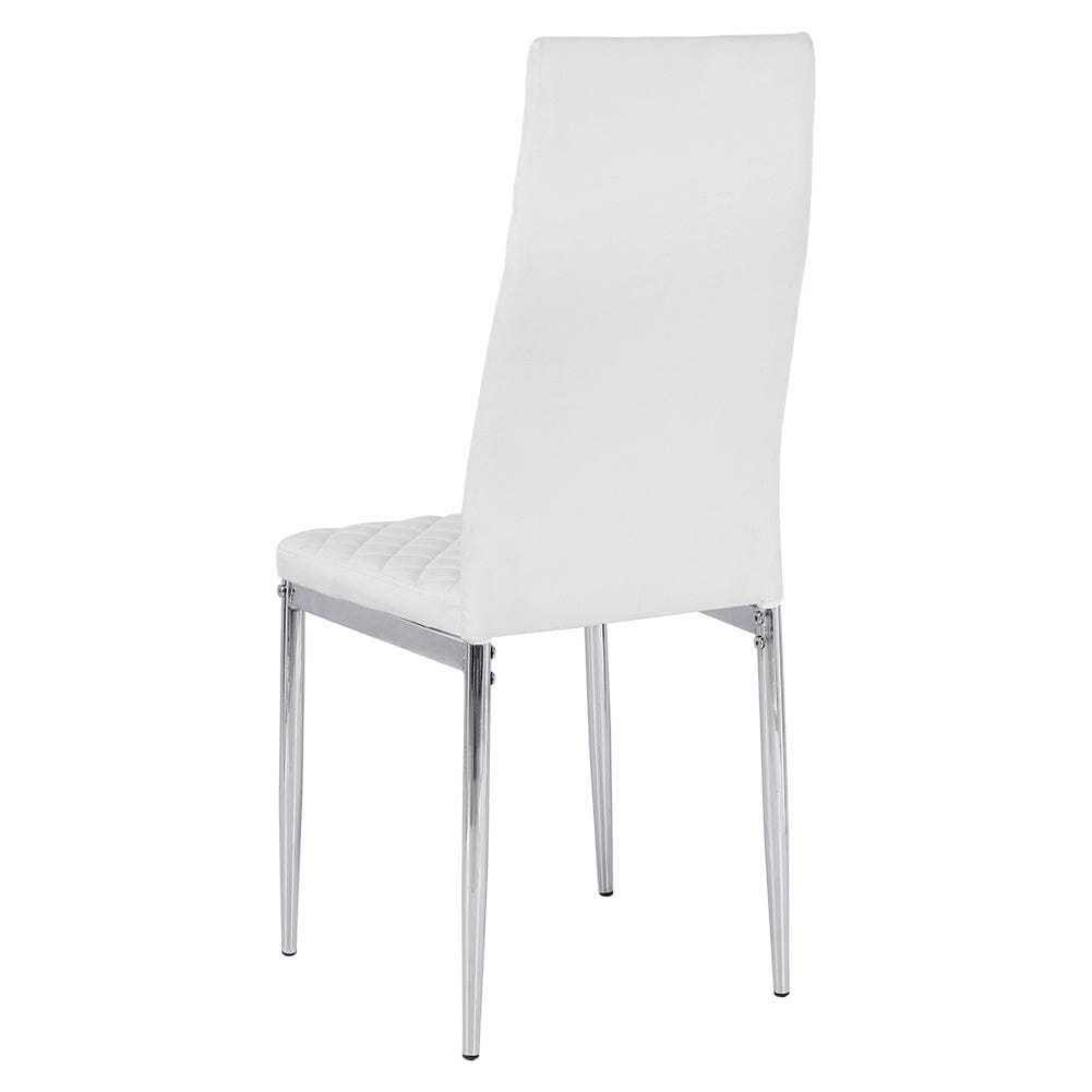 Set of White Electroplated Dining Chairs in PVC