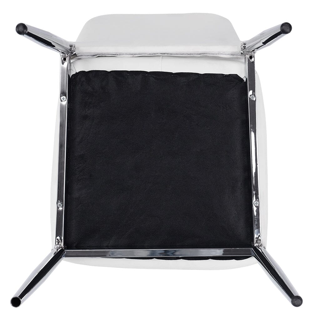 Set of White Electroplated Dining Chairs in PVC