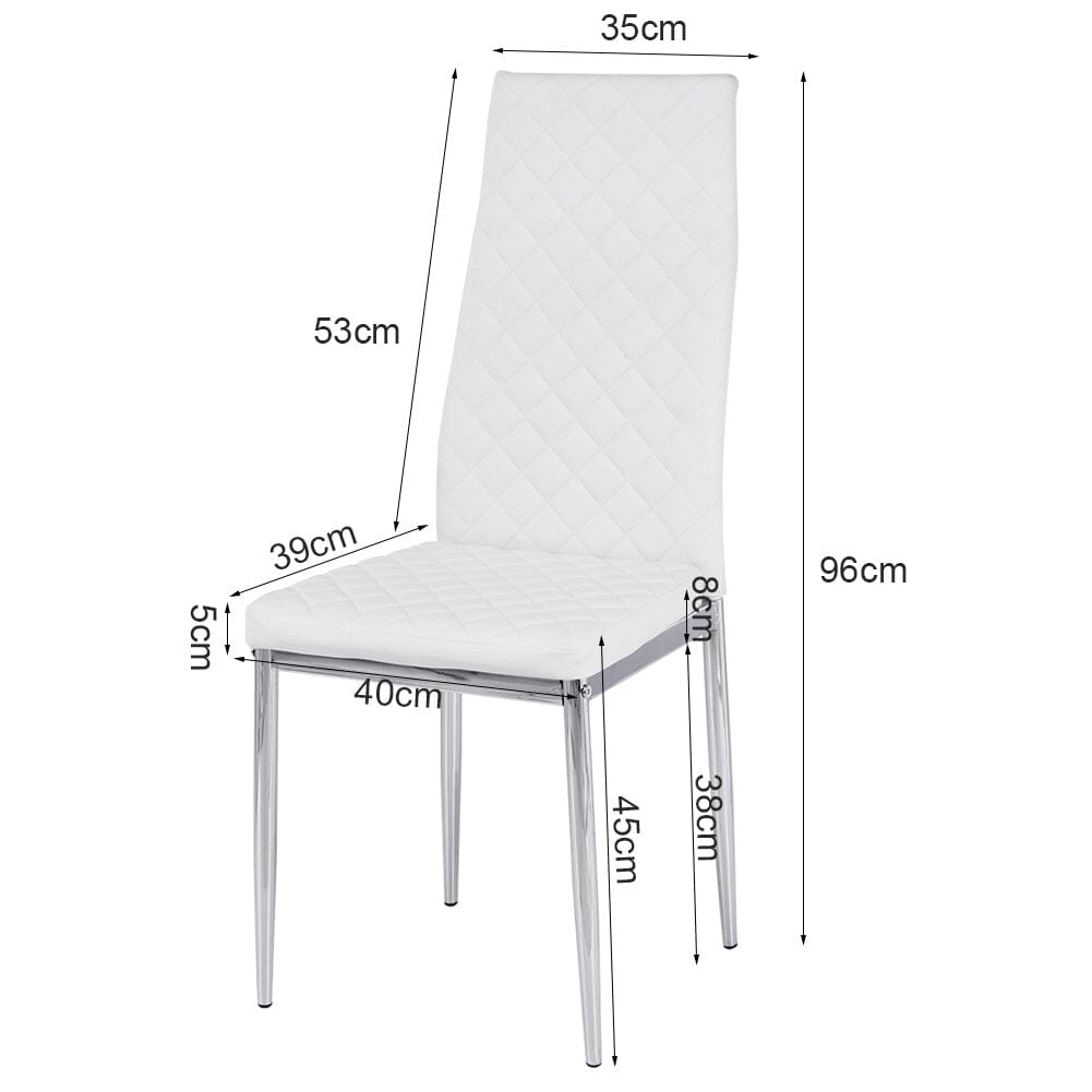 Set of White Electroplated Dining Chairs in PVC