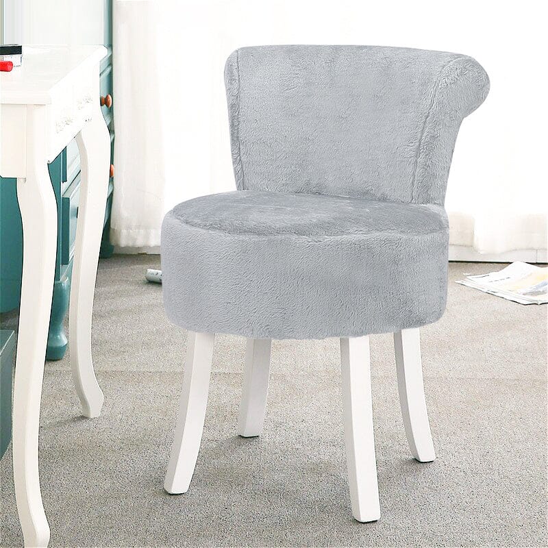 Modern Plush Upholstered Dressing Table Chair with White Legs