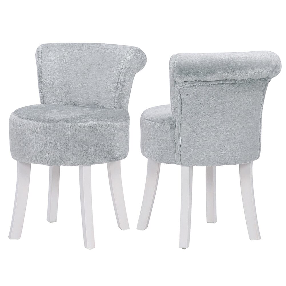 Modern Plush Upholstered Dressing Table Chair with White Legs