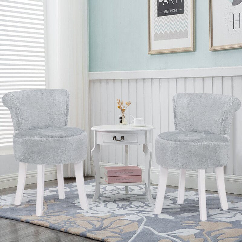 Modern Plush Upholstered Dressing Table Chair with White Legs
